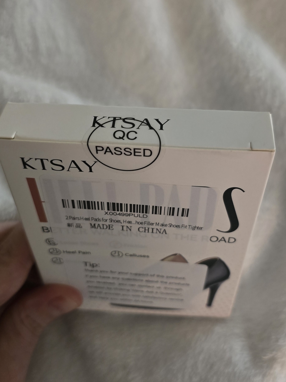 KTSAY Heel Pads Shoe Inserts - White & Black Packaging